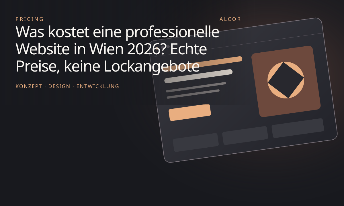 Beitragsillustration: Was kostet eine professionelle Website in Wien 2026? Echte Preise, keine Lockangebote